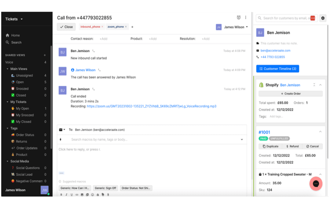 Gorgias integration screenshot